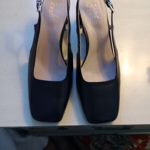 Naturalizer Black Square-Toe Slingback Pumps